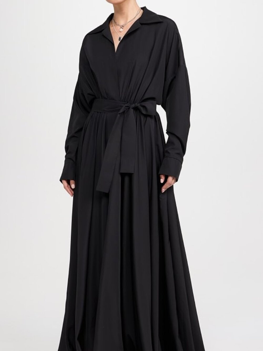 Norma Kamali Super Oversized Boyfriend NK Shirt Flared Gown Size XL/42 Black
